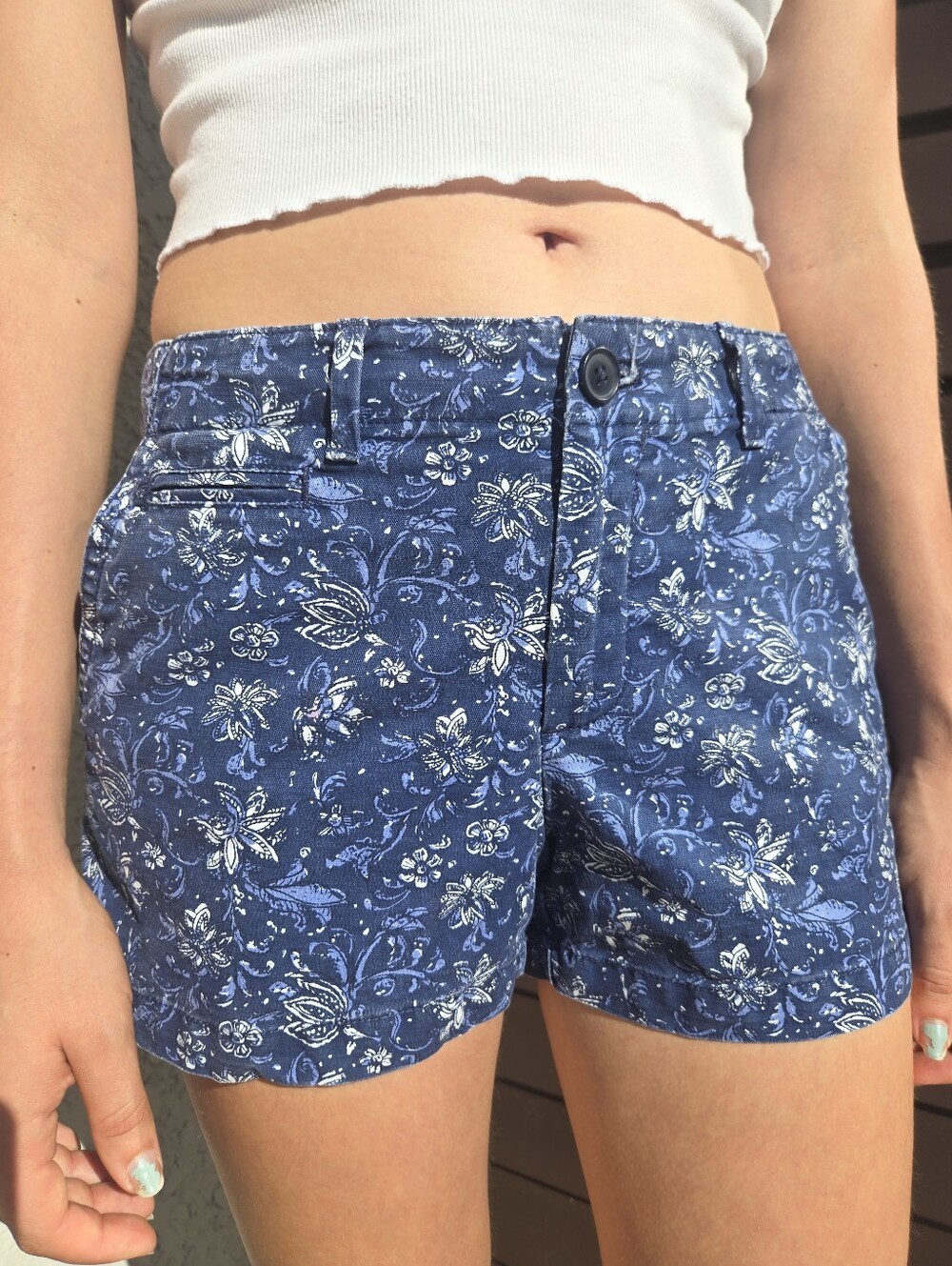 Women's GAP Blue Floral Denim-Style Summer Shorts 0